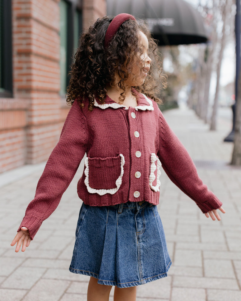 Burgundy Collared Cardigan