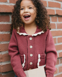 Burgundy Collared Cardigan