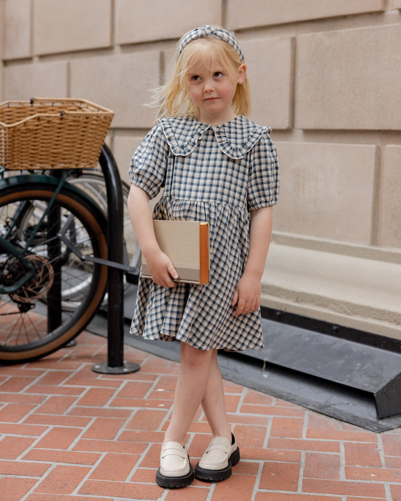 Navy Check Knotted Headband