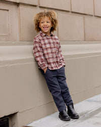 Burgundy Plaid Collared Shirt