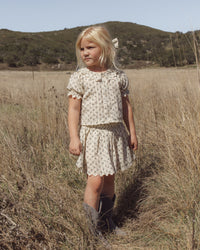 Vintage Fleur Smocked V Mini Skirt