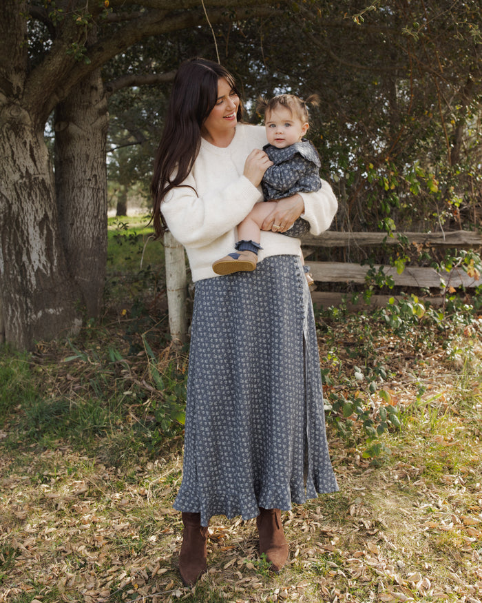 Women's Heart Ditsy Button Slit Skirt