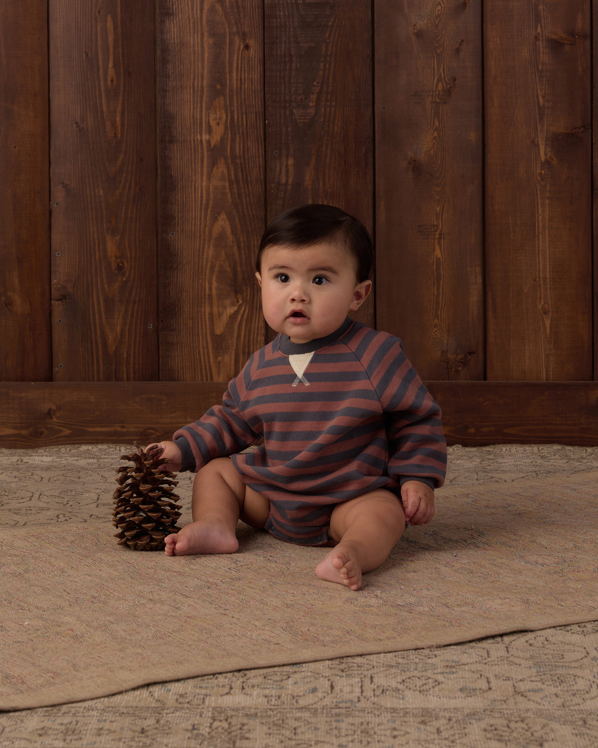 Mulberry Stripe Crew Neck Romper