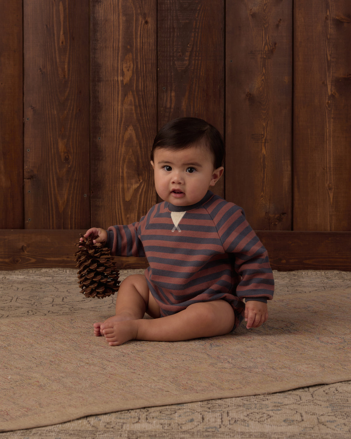 Mulberry Stripe Crew Neck Romper