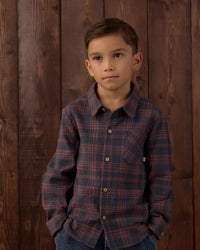 Midnight Plaid Collared Long Sleeve Shirt