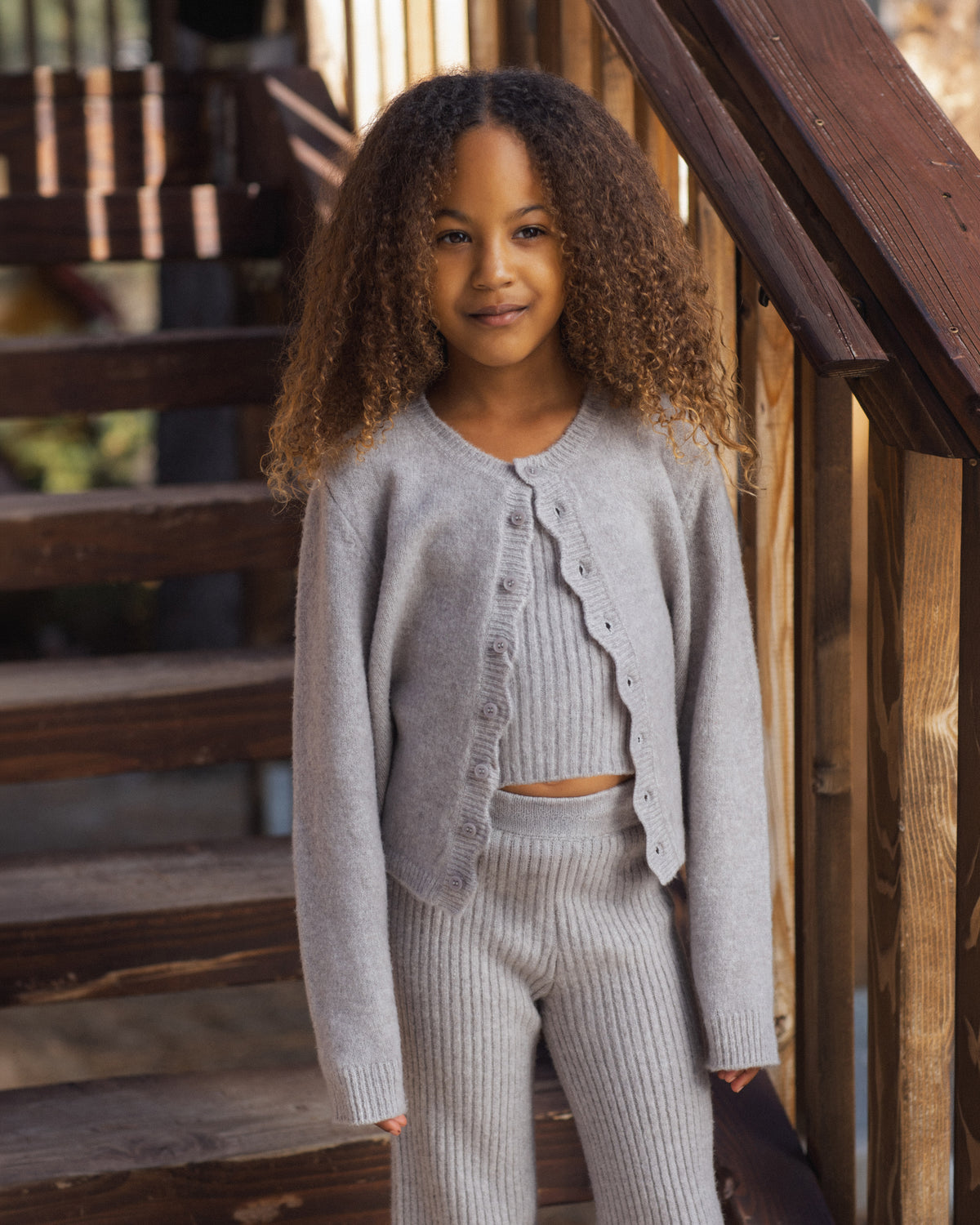 Dusty Blue Fuzzy Knit Lounge Set