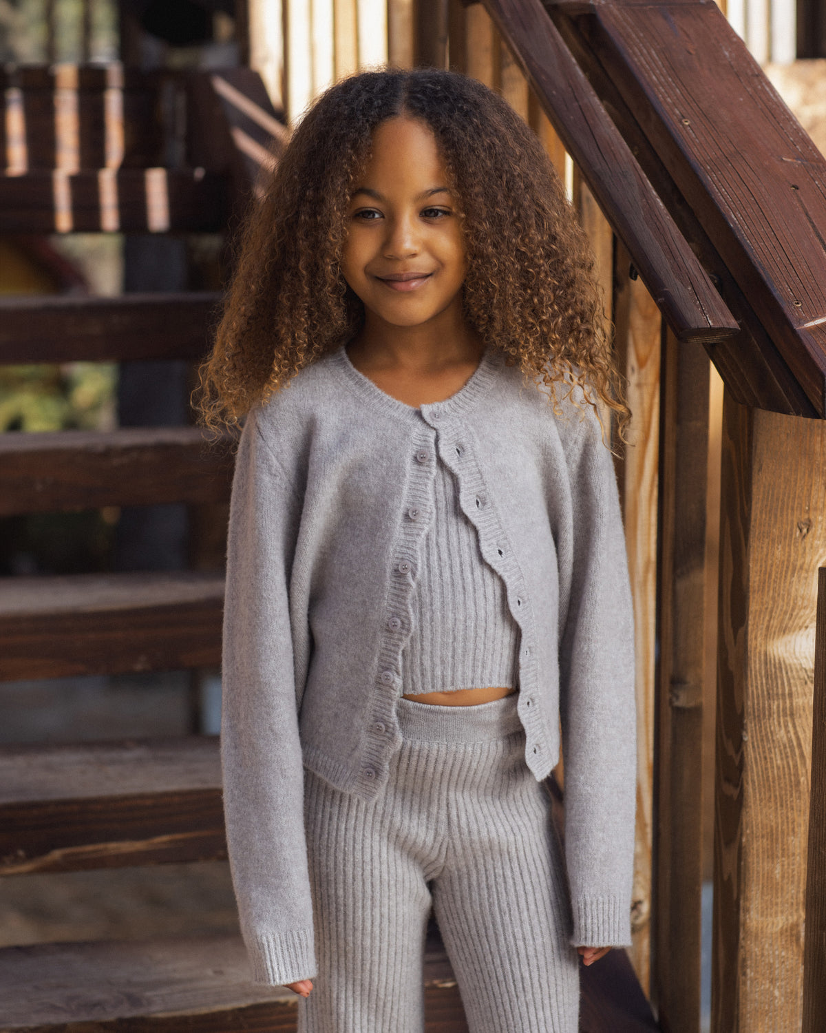 Dusty Blue Fuzzy Knit Lounge Set