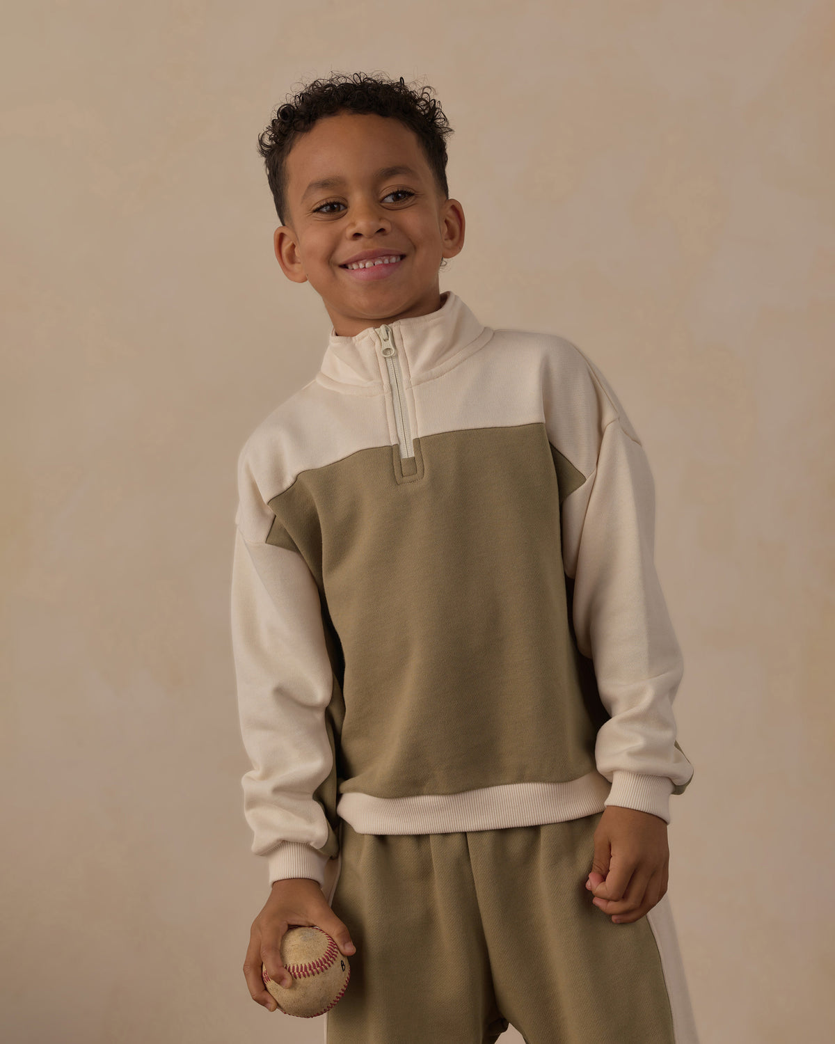 Olive Quarter Zip Crew