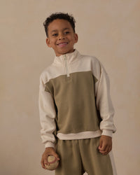 Olive Quarter Zip Crew