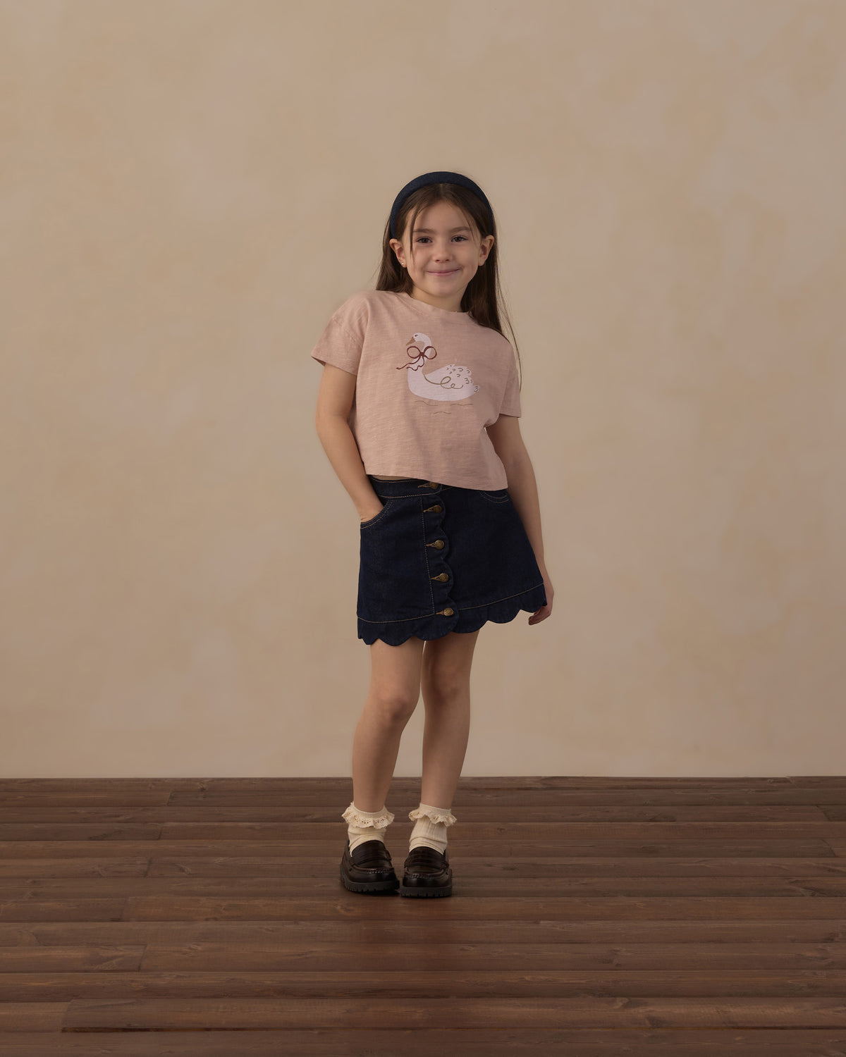 Dark Indigo Scallop Mini Skirt