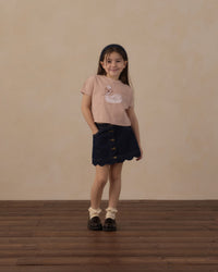 Dark Indigo Scallop Mini Skirt