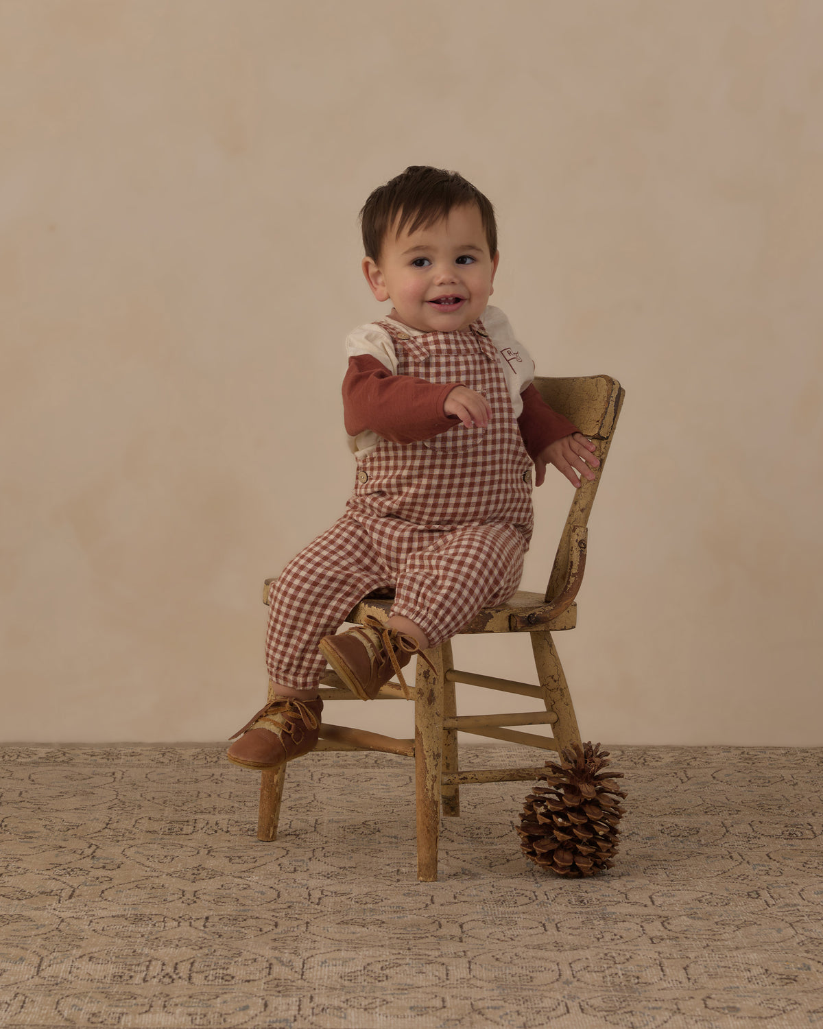 Brick Check Baby Overalls