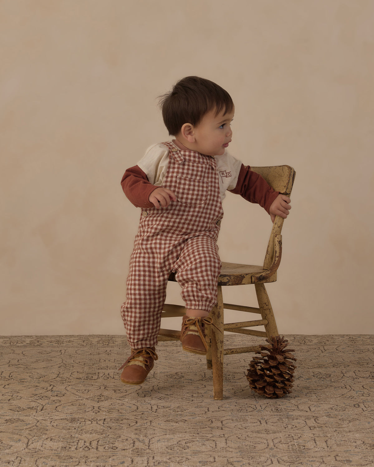Brick Check Baby Overalls