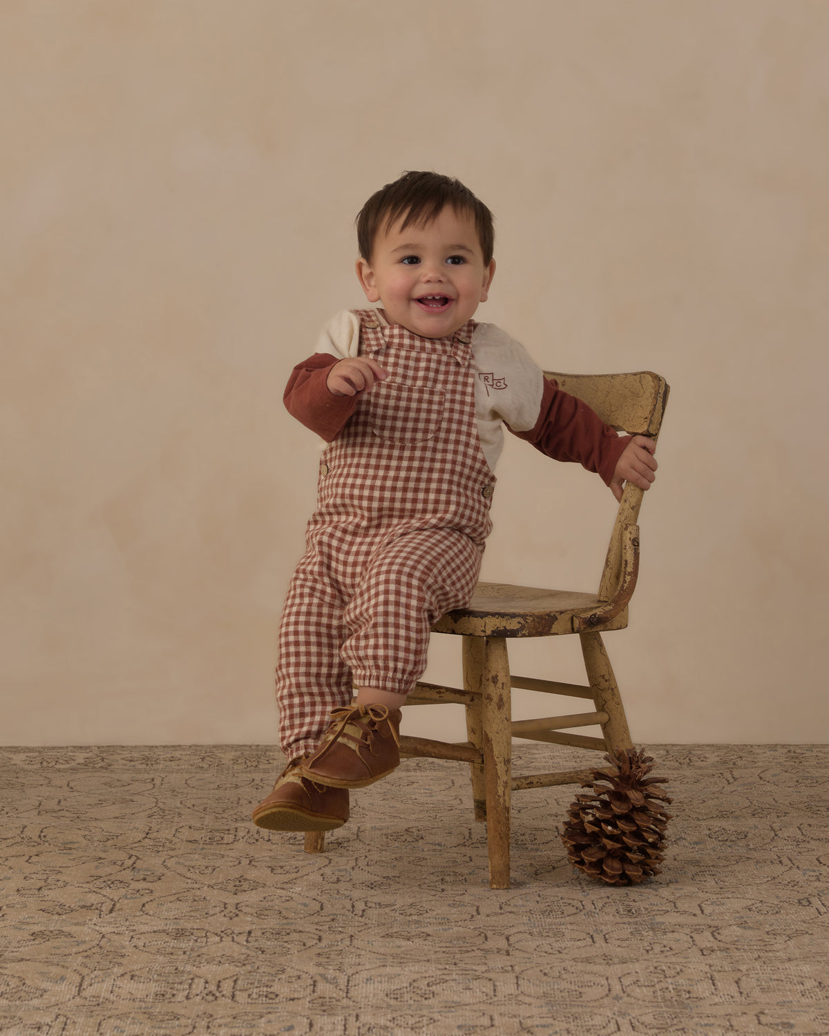 Brick Check Baby Overalls