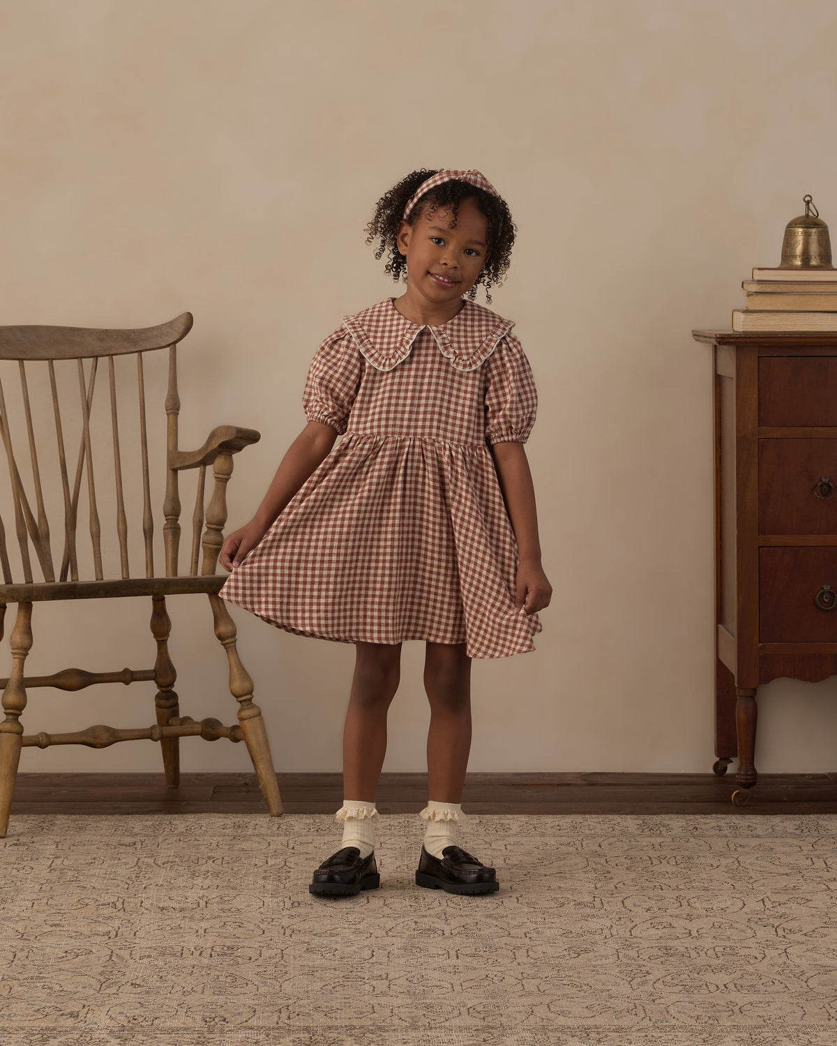 Brick Check Camille Dress