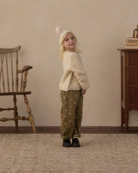 Embroidered Daisies Barrel Pant