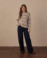 Women's Dusty Blue Stripe Jacques Sweater