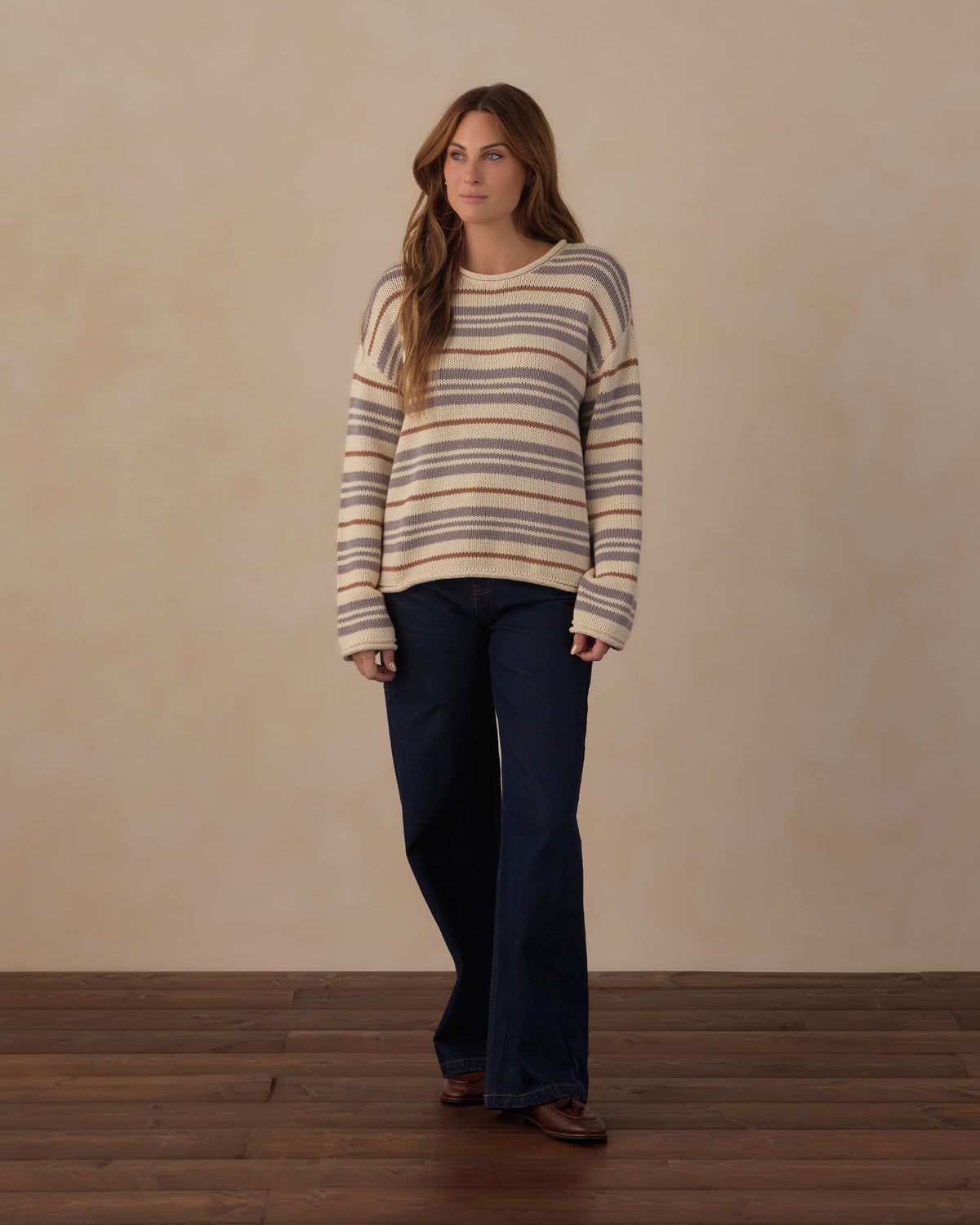 Women's Dusty Blue Stripe Jacques Sweater