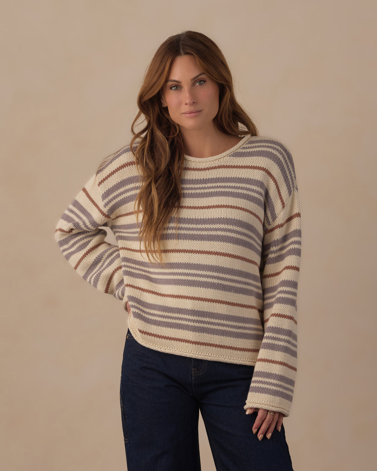 Women's Dusty Blue Stripe Jacques Sweater
