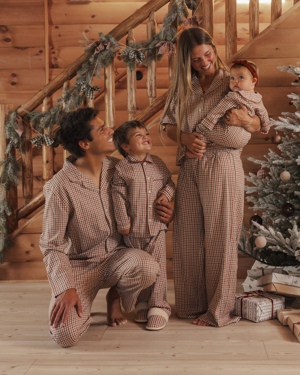 Holiday Gingham Baby Pajama Romper
