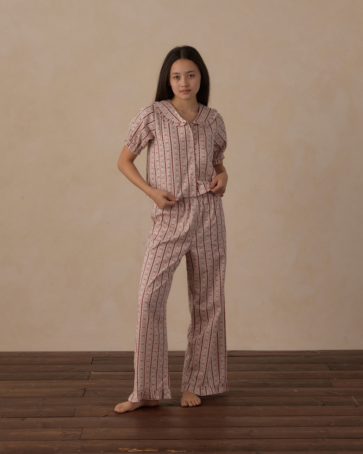 Candy Cane Tween Ruffle Pajamas