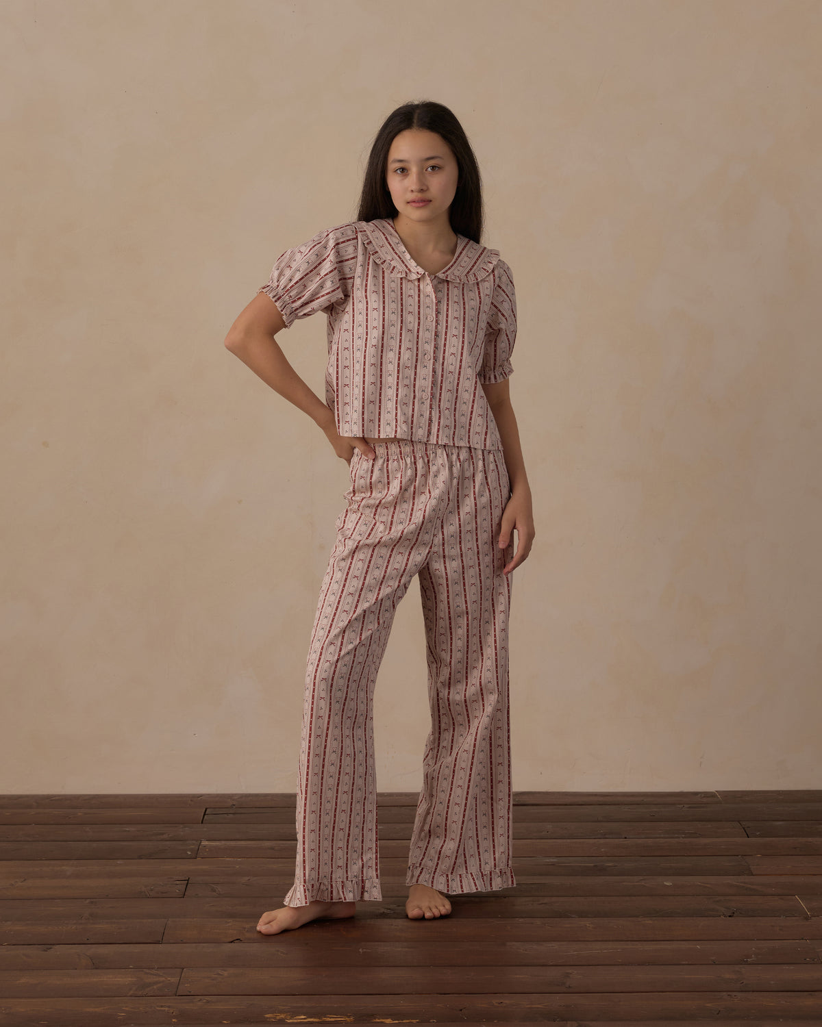 Candy Cane Tween Ruffle Pajamas