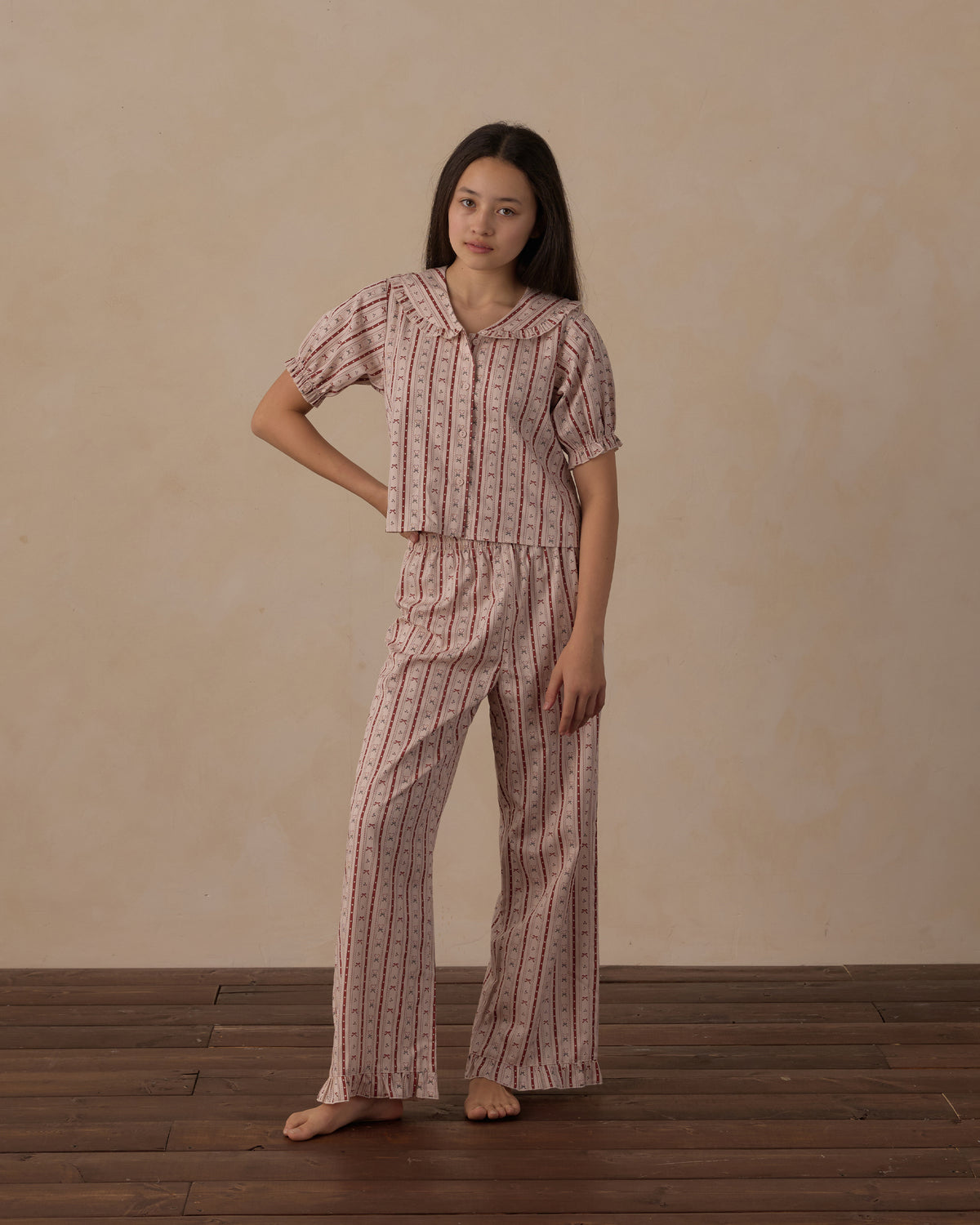 Candy Cane Tween Ruffle Pajamas