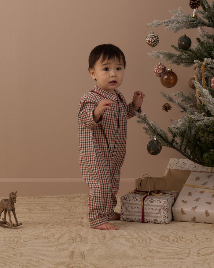 Holiday Gingham Baby Pajama Romper