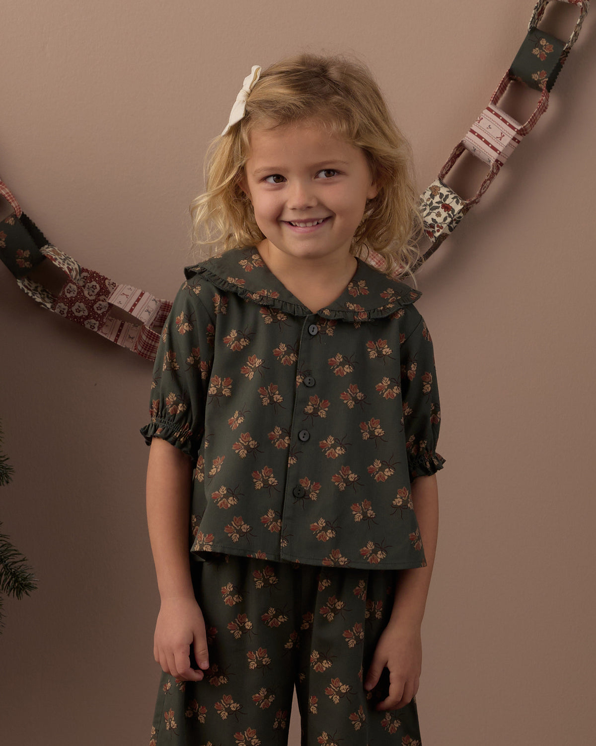 Evergreen Bouquet Ruffle Pajamas