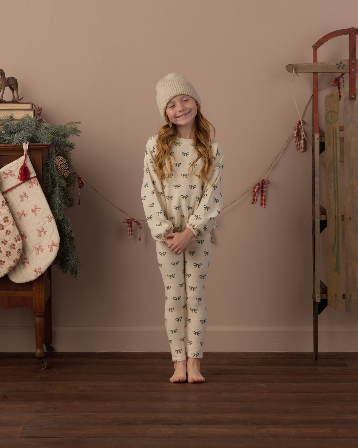 Evergreen Bows Spongey Knit Set