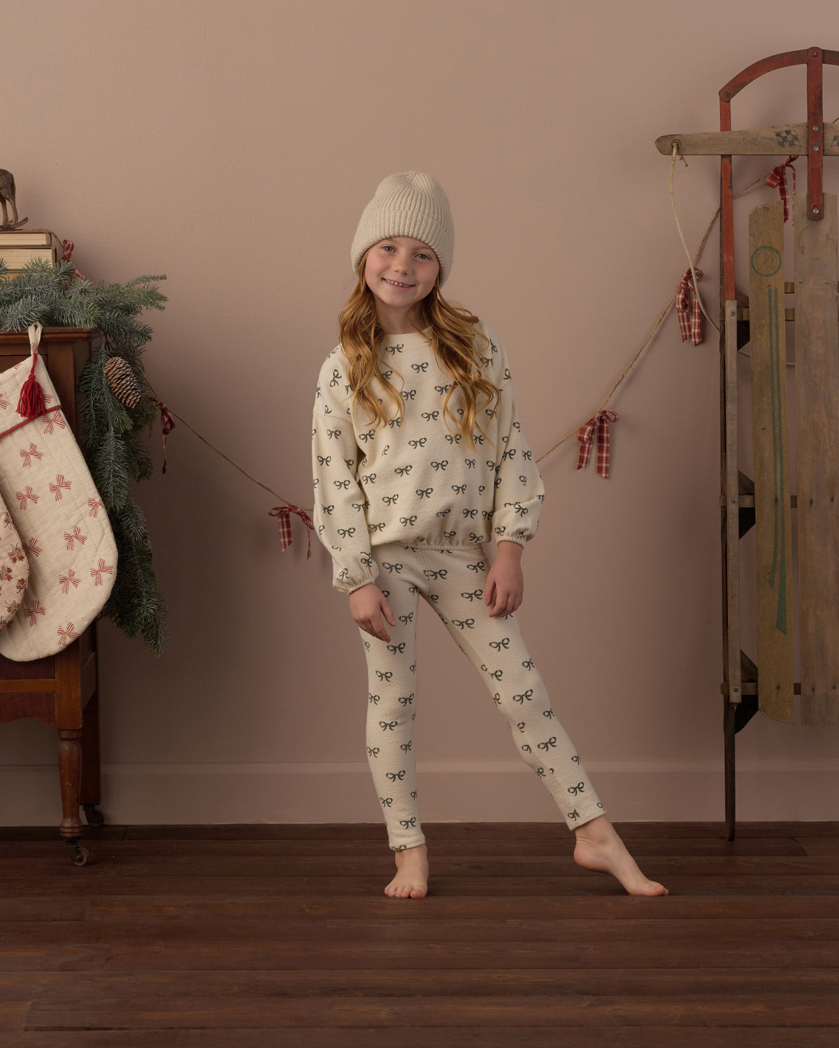 Evergreen Bows Spongey Knit Set