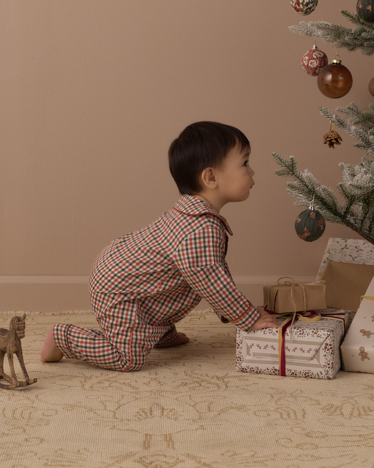 Holiday Gingham Baby Pajama Romper