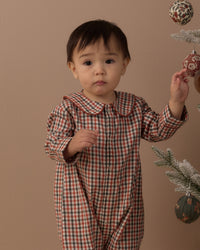 Holiday Gingham Baby Pajama Romper