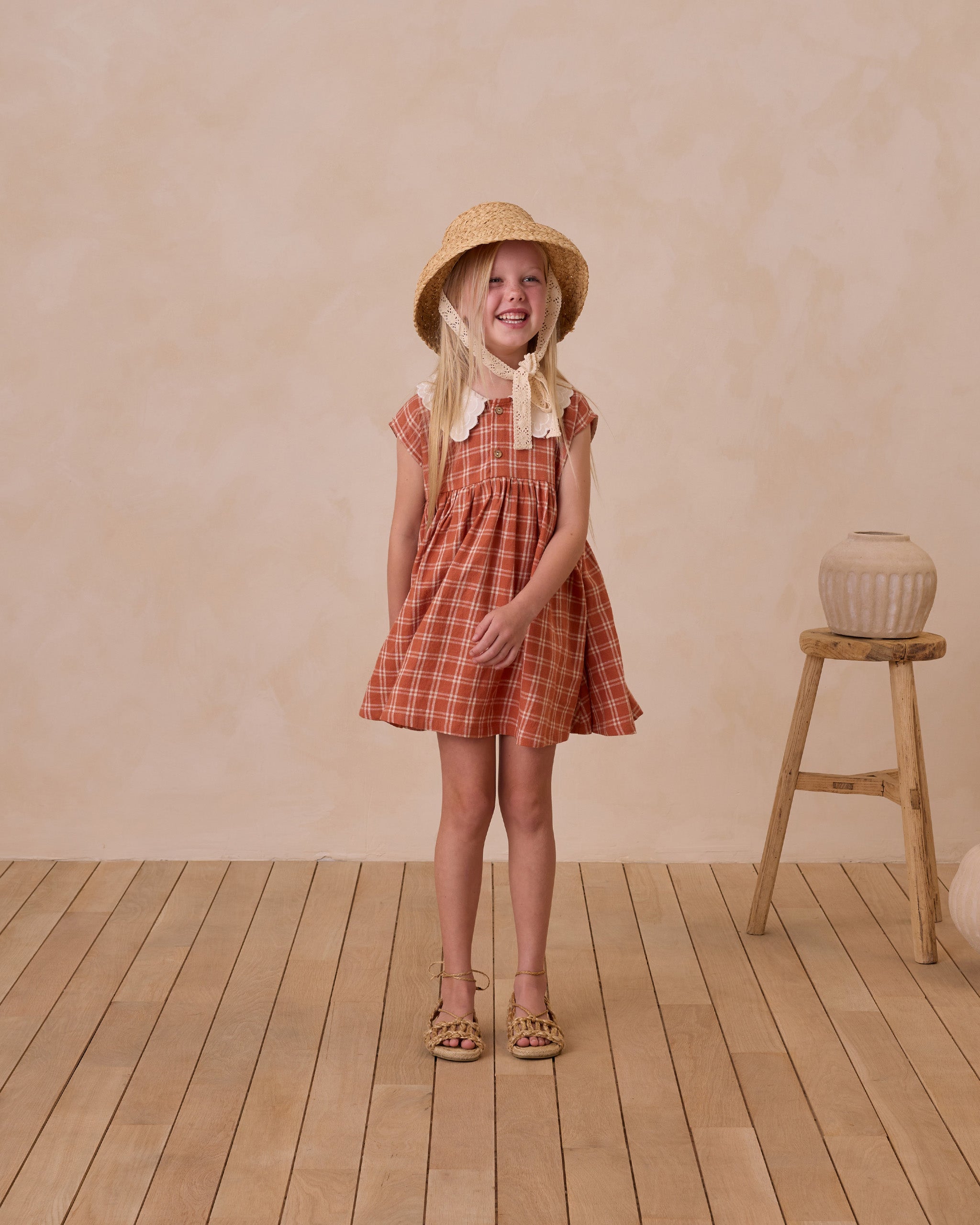 Poppy Check Collared Babydoll Dress