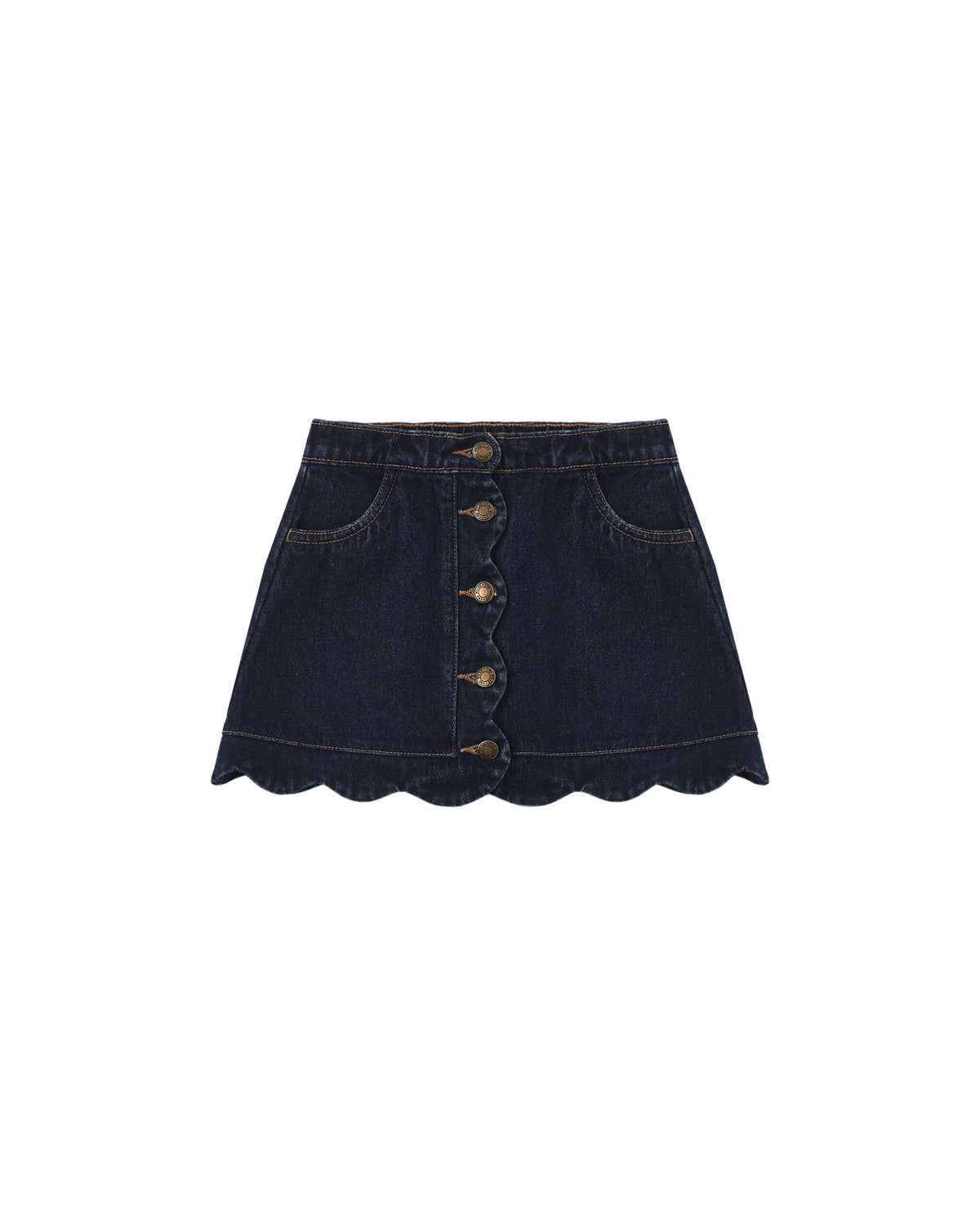 Dark Indigo Scallop Mini Skirt