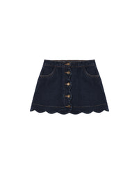 Dark Indigo Scallop Mini Skirt