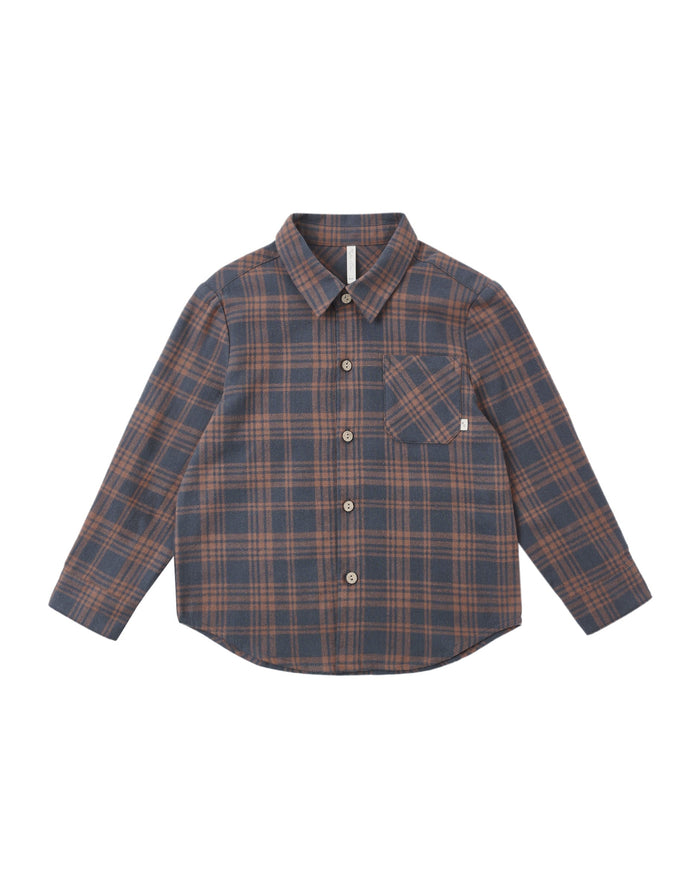 Midnight Plaid Collared Long Sleeve Shirt