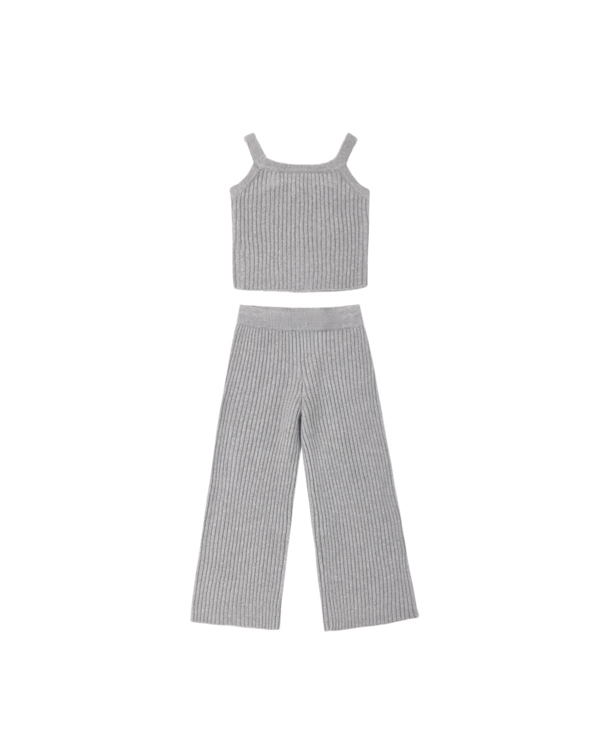 Dusty Blue Fuzzy Knit Lounge Set