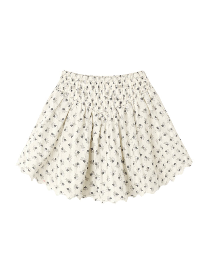 Vintage Fleur Smocked V Mini Skirt