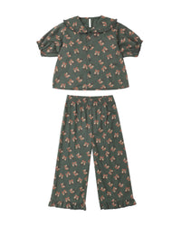 Evergreen Bouquet Ruffle Pajamas