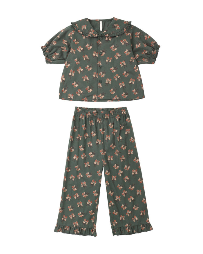 Evergreen Bouquet Ruffle Pajamas