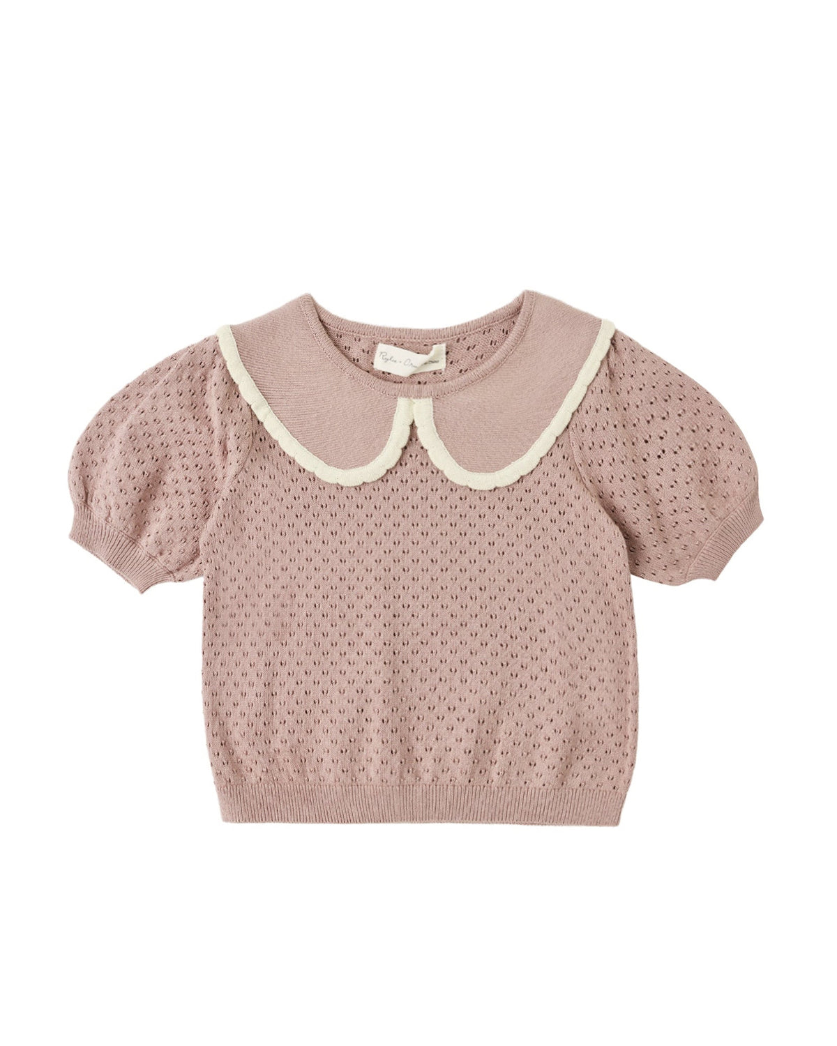 Rosewood Pointelle Collared Top