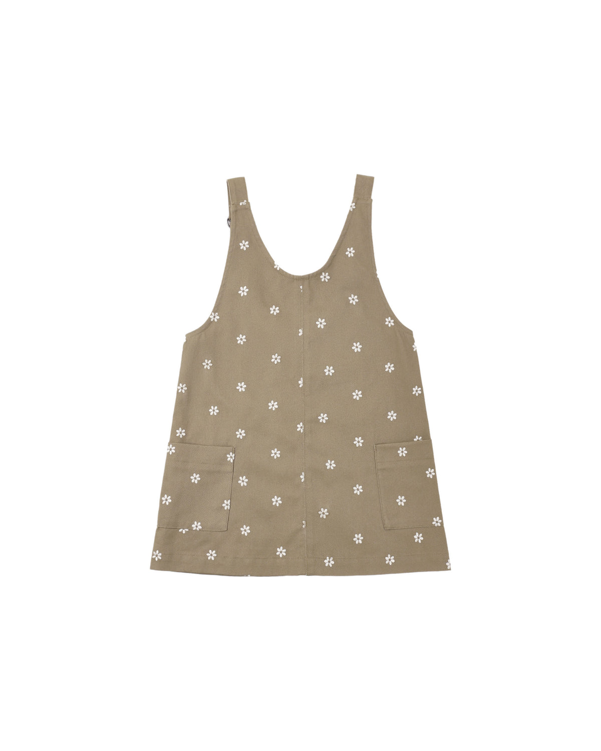 Embroidered Daisies V-Neck Overall Dress
