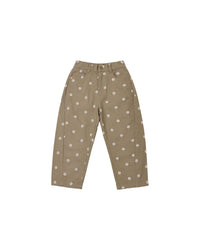 Embroidered Daisies Barrel Pant