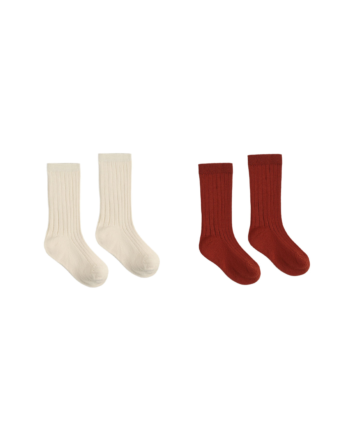 Brick + Natural Ribbed Sock Set