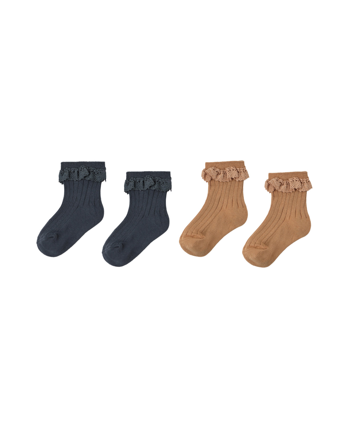 Fawn + Midnight Lace Trim Sock Set