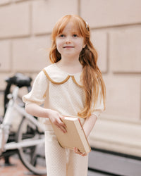 Natural Pointelle Collared Top