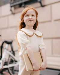 Natural Pointelle Collared Top