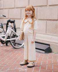 Natural Pointelle Collared Top