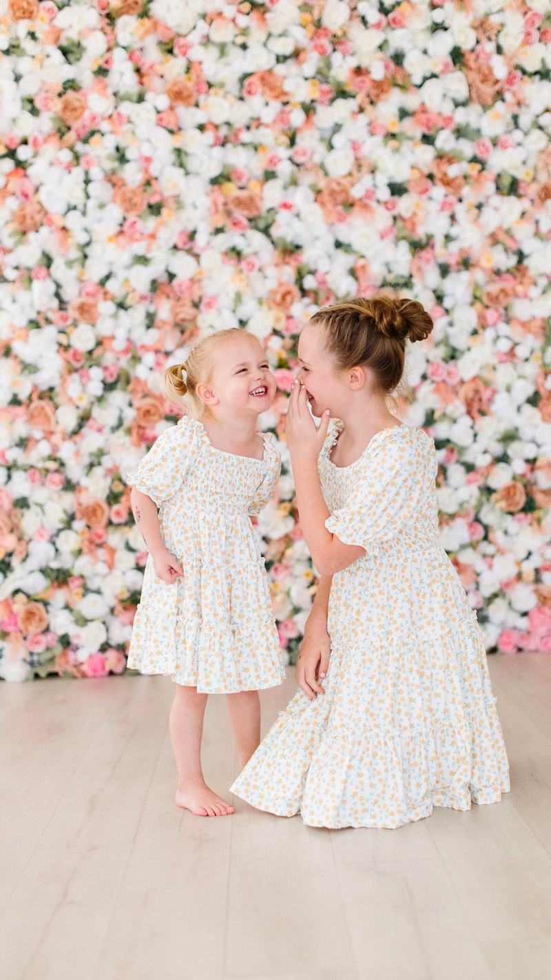 Marvelous Marigolds Smocked Ruffle Dress